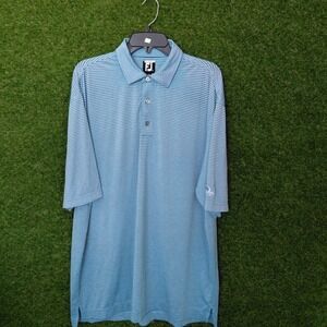 FootJoy Golf Polo Shirt Mens XL Blue Stripe Short Sleeve Golf‎ Athletic